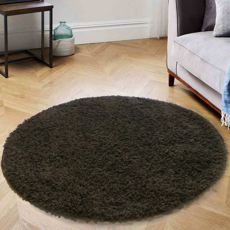 Glamour Luxury Soft Shaggy Rug, Brown,120 diameter (6024399716515)