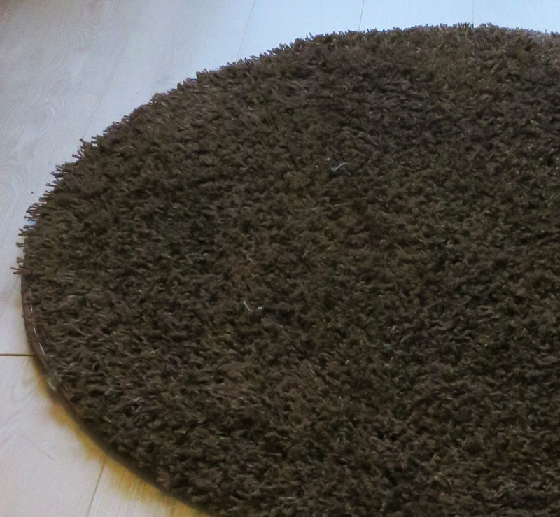 Glamour Luxury Soft Shaggy Rug, Brown,120 diameter (6024399716515)