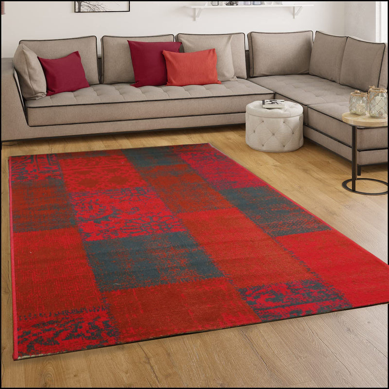 Isfahan Distressed/Vintage Patchwork Rug, Polypropylene, Red, 120 x 170 cm (6024402239651)