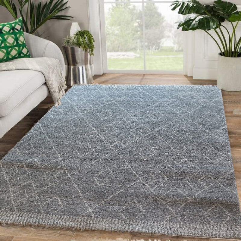 Aspect Marjan -Diamond/Rhombus Pattern Geometric Thick Soft Shaggy Rug (Grey/Cream, 160x230cm) (6024393523363)