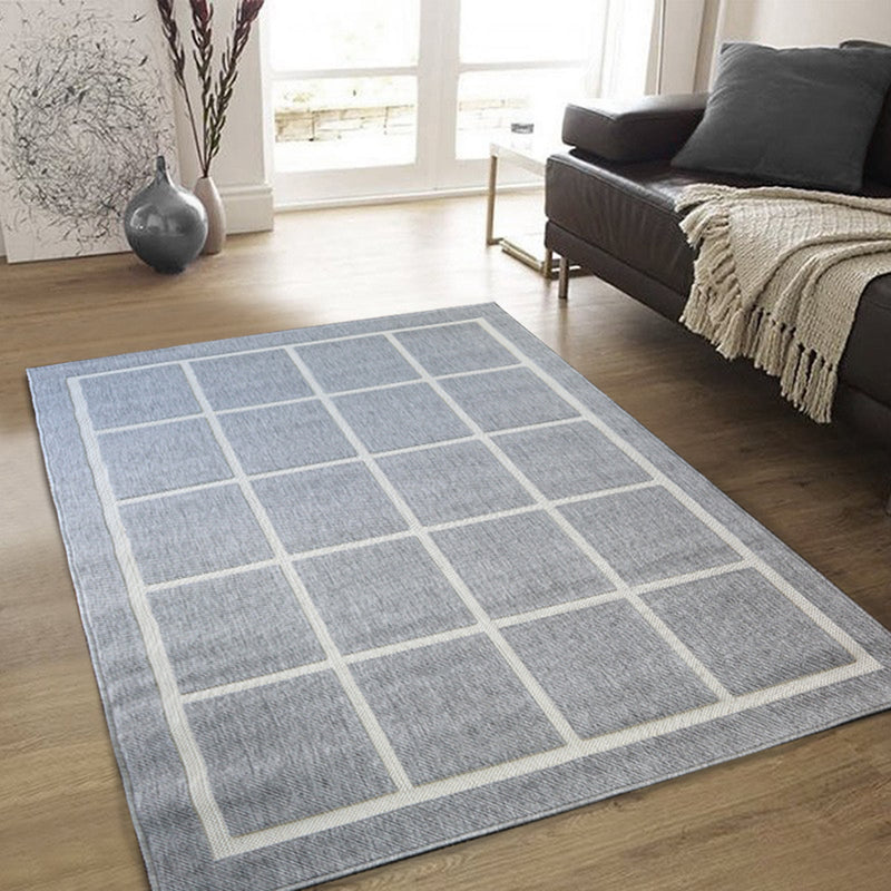 Silver Grid Geometric Check Pattern Area Rug (Silver Grey, 120 x 170cm) (6024411676835)