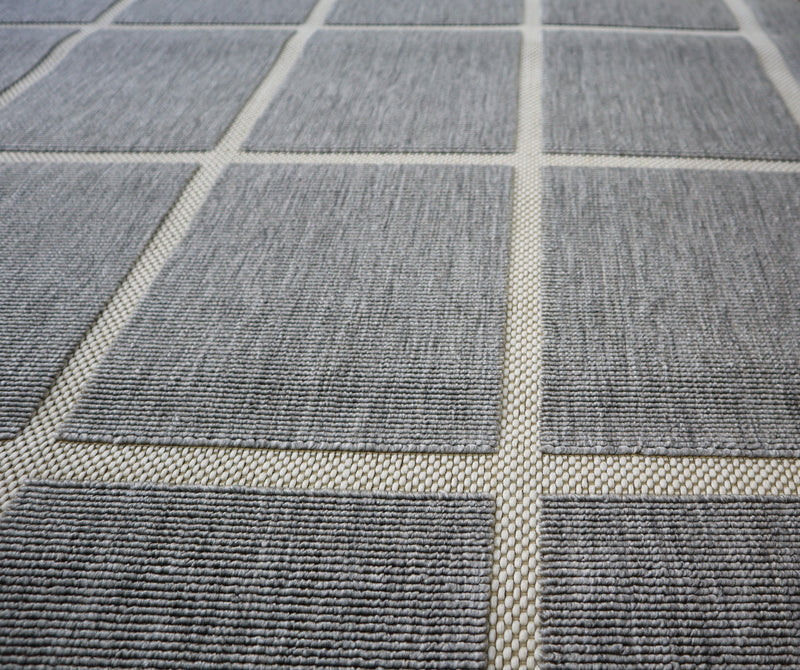 Silver Grid Geometric Check Pattern Area Rug (Silver Grey, 120 x 170cm) (6024411676835)