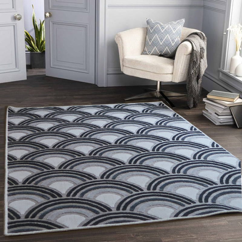 Tear Drops Geometric Wave Pattern Area Rug (Charcoal Grey/Beige/Cream, 120 x 170cm) (6024413020323)