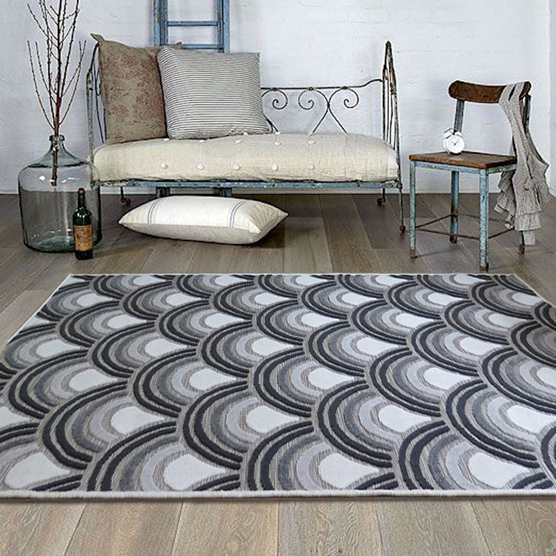 Tear Drops Geometric Wave Pattern Area Rug (Charcoal Grey/Beige/Cream, 120 x 170cm) (6024413020323)