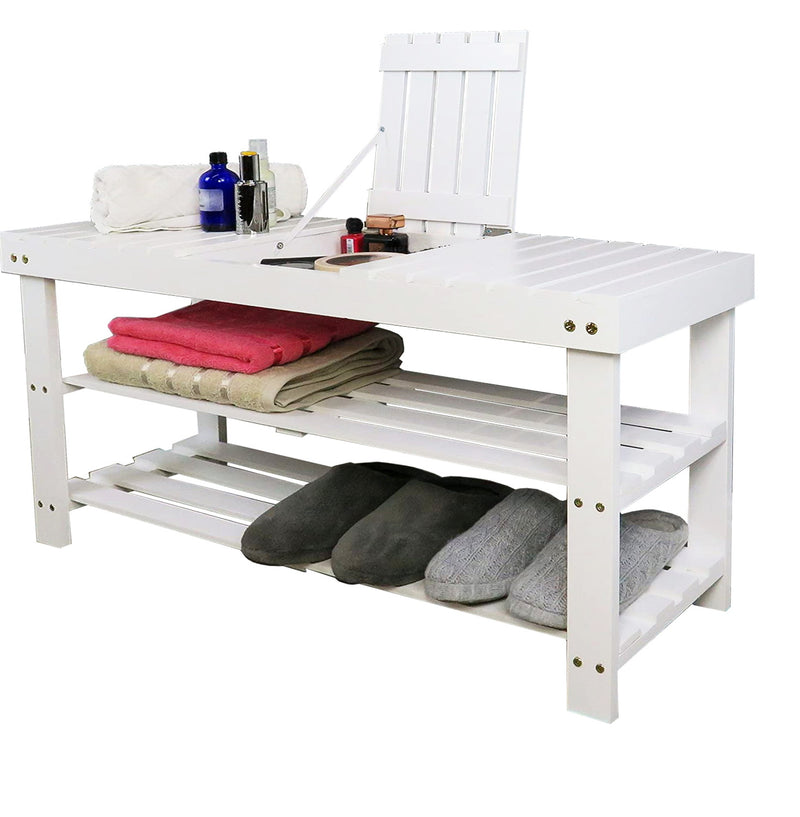 Timor 3-Tier Shoe Rack & Bench-White (6024413249699)