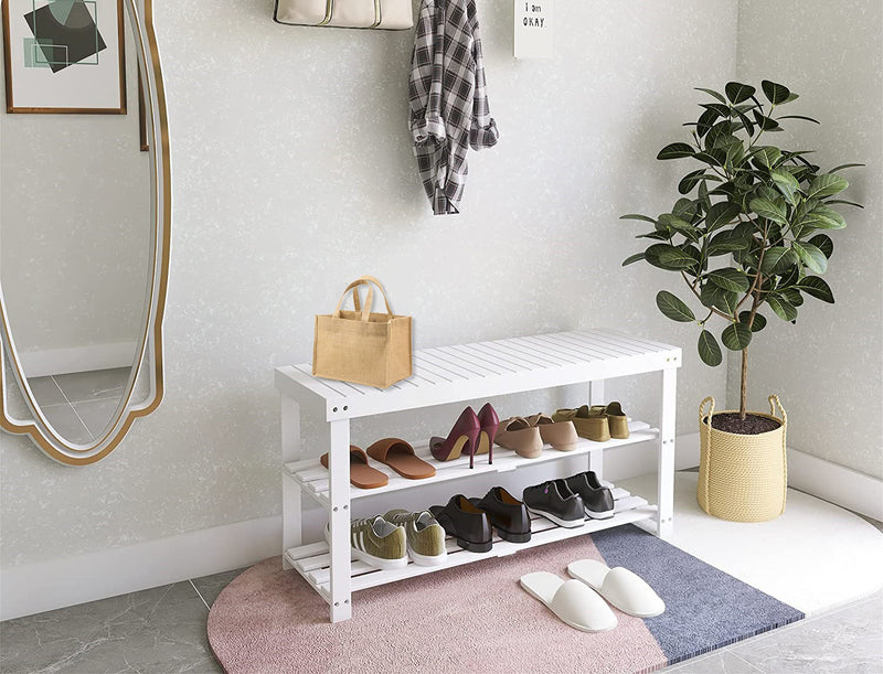 Timor 3-Tier Shoe Rack & Bench-White (6024413249699)