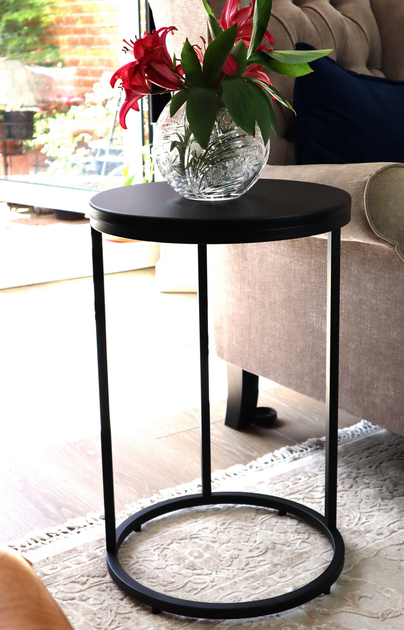 Paloma Round Side Table, Matte Black (7631929999572)