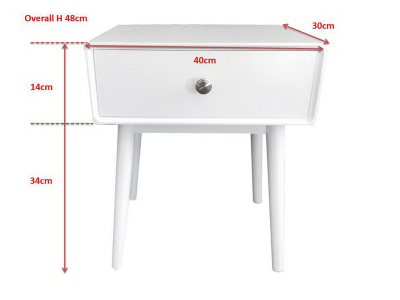 Niva Bedside Table With One Drawer ,White (6991175418019)