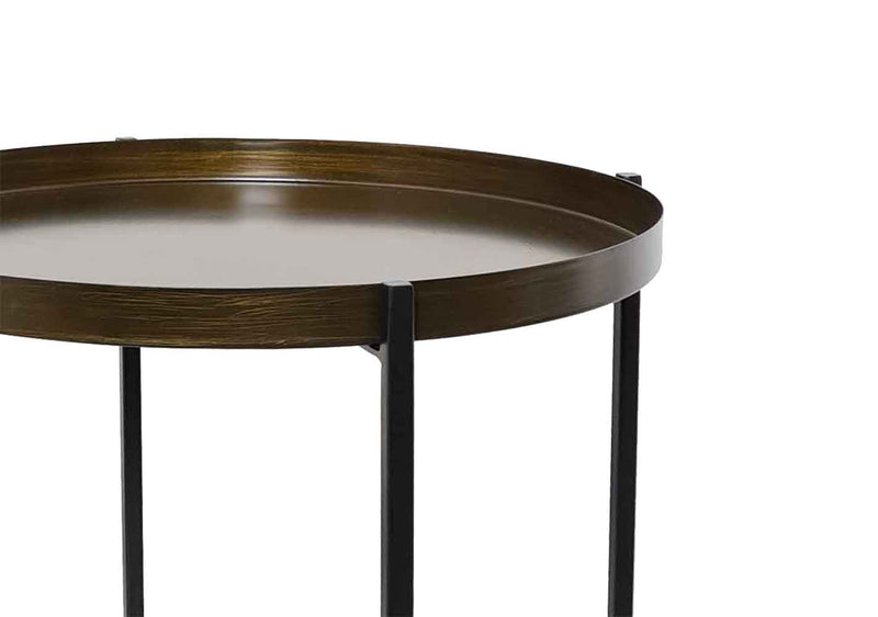 Cassia Round Metal Foldable Tray Side Table,Antique Brass (7467071373524)