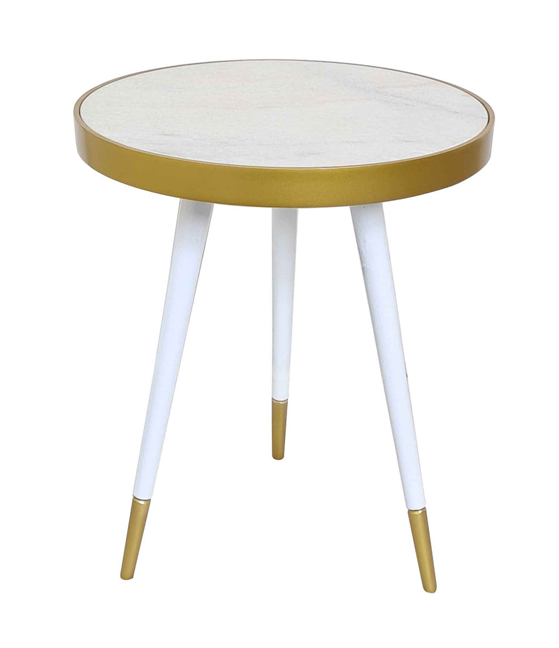 Gallieni Round Marble End Table,White (7467707302100)