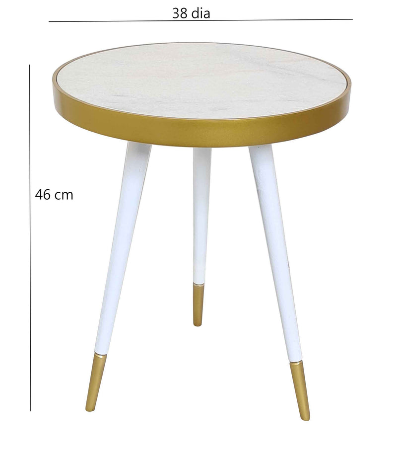 Gallieni Round Marble End Table,White (7467707302100)