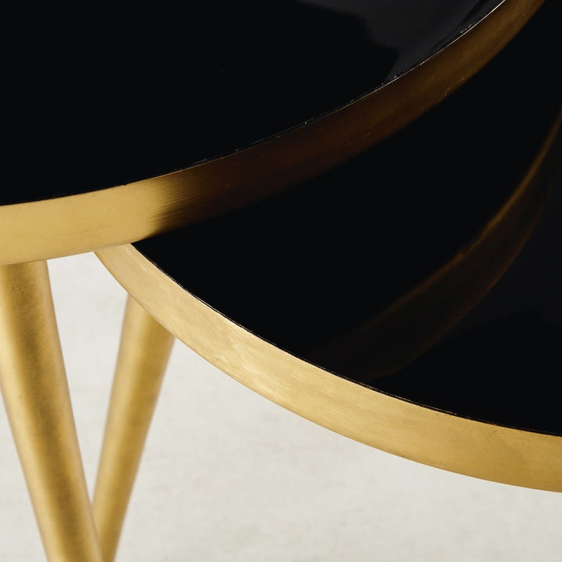 Ava Gold and Black Metal Nest Of 2 Tables (6719592136867)