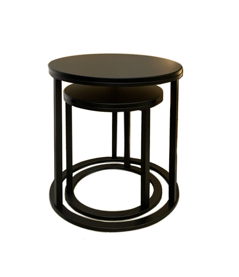 Paloma Set of 2 Round Nesting Tables, Matte Black Top and Base (7631914336468)