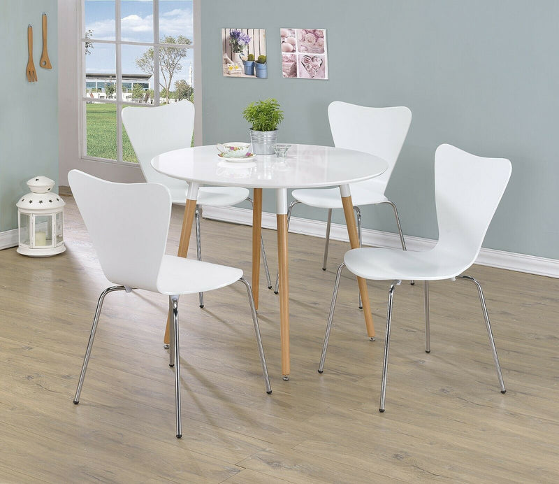 Morton Round Dining Table, Beech Wood Legs, White Top(Table Only) (6538218799267)